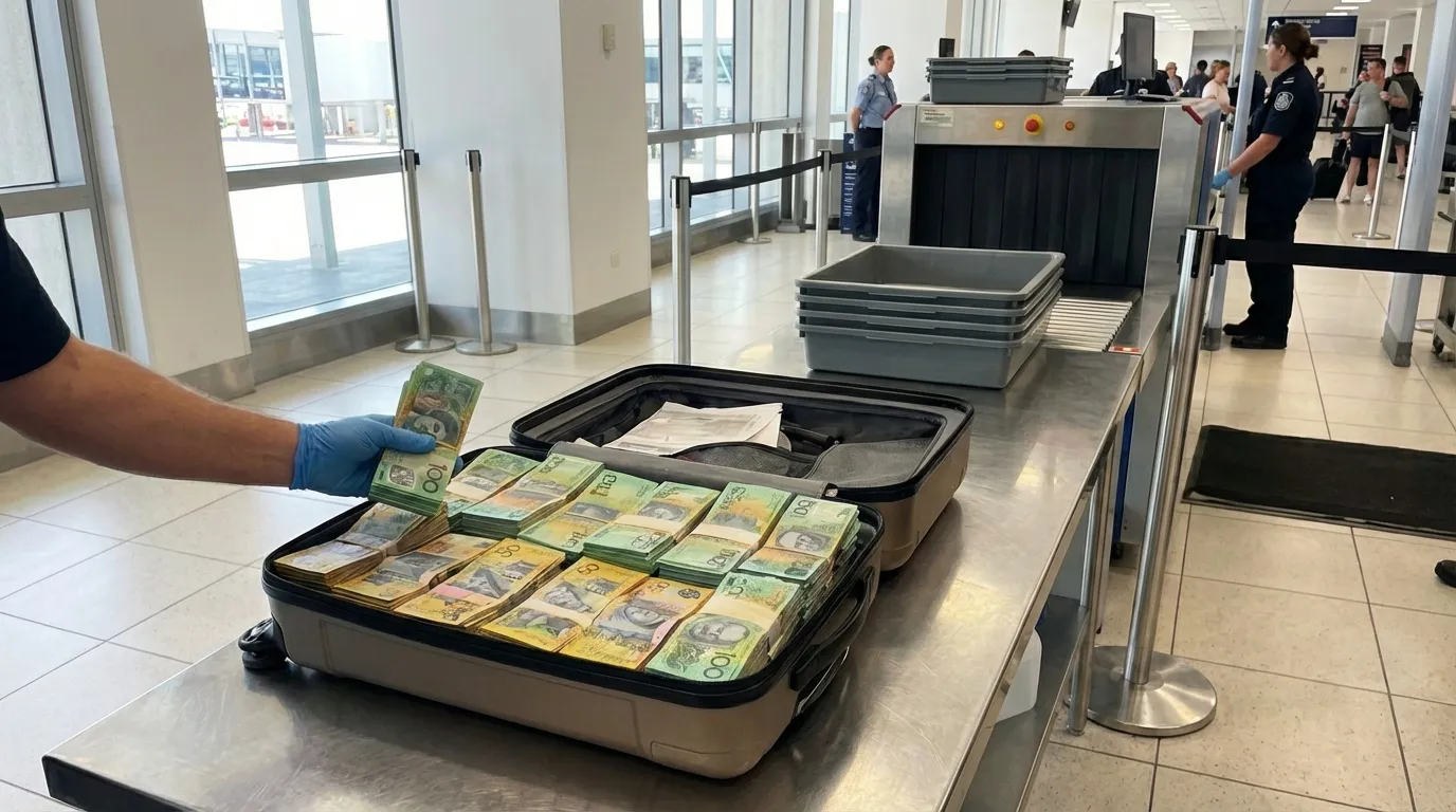 Suitcase containing cash at airport security